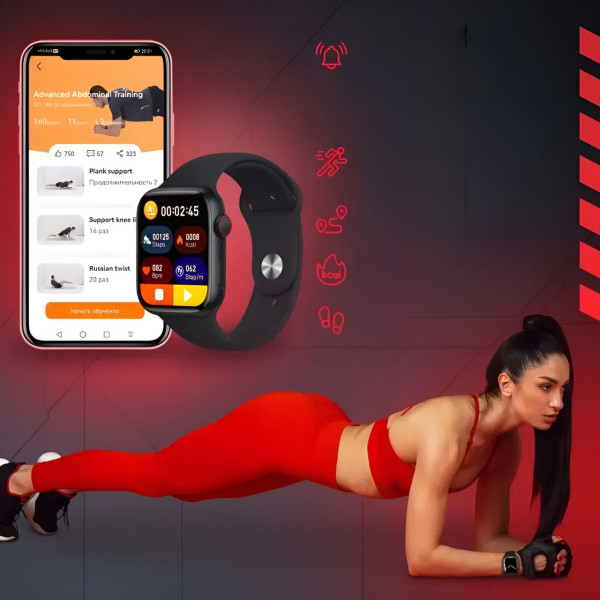 Смарт часы Watch X8 MX фитнес трекер умные спортивные часы с шагомером черный