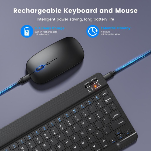Набор беспроводная клавиатура и мышь AND 5370 Bluetooth комплект для ноутбука компьютера черный