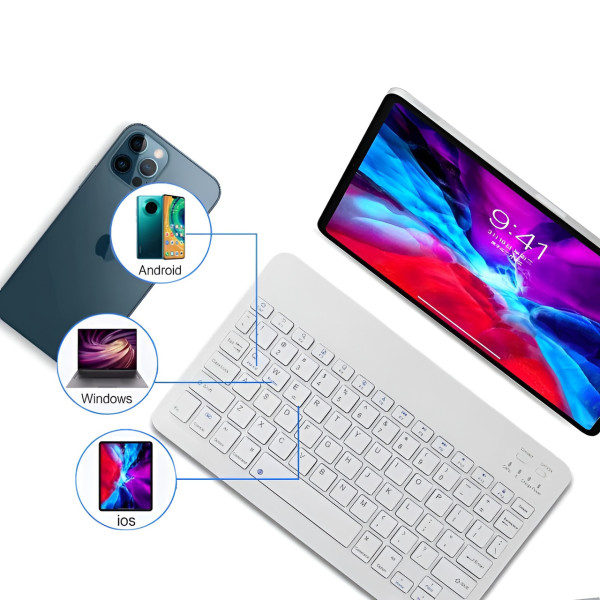Комплект клавиатура мышь Bluetooth AND 5370 беспроводной набор для ПК ноутбука планшета белый
