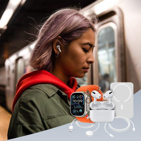 Набор 3в1 смарт часы с беспроводными наушниками и Power Bank, умные часы, Bluetooth наушники и портативный аккумулятор