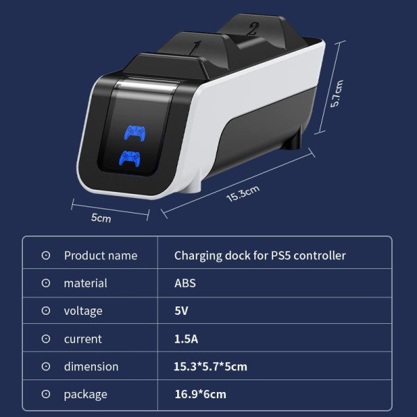 Зарядная станция для PS5 DualSense Aolion док станция для двух геймпадов быстрая зарядка подставка белый