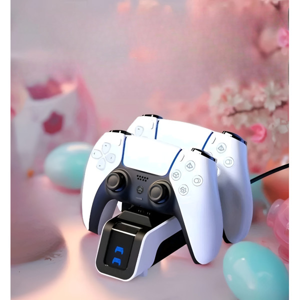Зарядная станция для PS5 DualSense Aolion док станция для двух геймпадов быстрая зарядка подставка белый