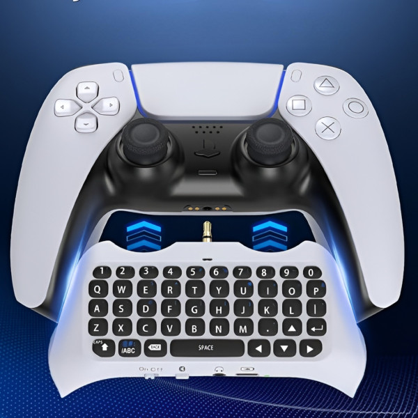 Клавиатура для геймпада PS5 DualSense Bluetooth chatpad с динамиком и аудио разъемом 3.5 мм белый