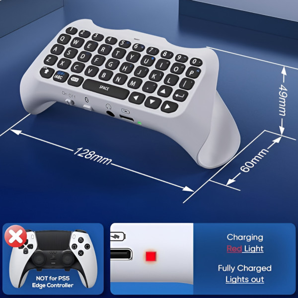 Клавиатура для геймпада PS5 DualSense Bluetooth chatpad с динамиком и аудио разъемом 3.5 мм белый