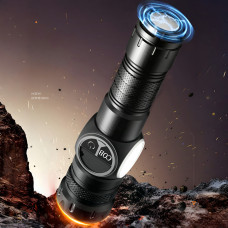 Аккумуляторный фонарь ручной 2305 мощный с зумом дисплеем и Power Bank кемпинговый светодиодный черный