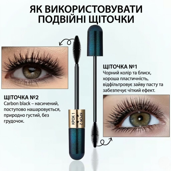 Тушь для ресниц Qiciy двойной эффект объем удлинения 2 в 1 водостойкая черный