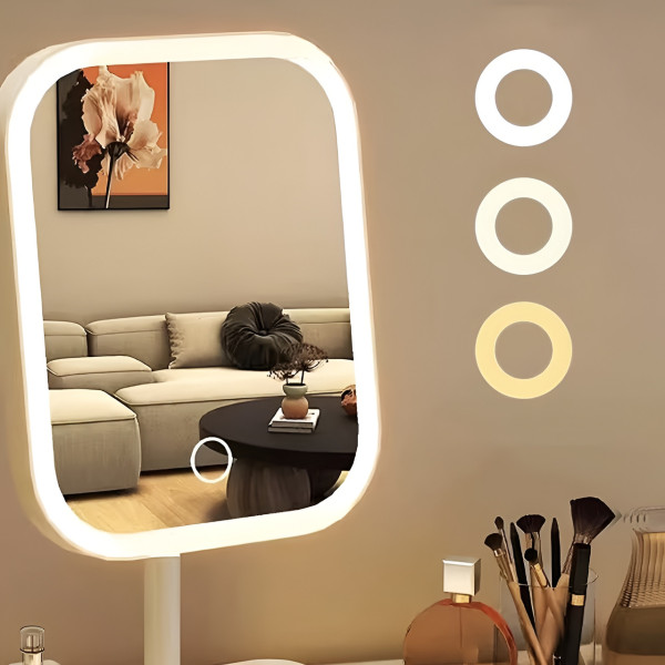 Зеркало для макияжа с подсветкой LED / настольное косметическое зеркало сенсорное с подставкой / органайзер для косметики зеркало