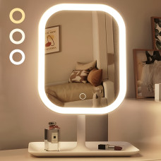 Зеркало для макияжа с подсветкой LED / настольное косметическое зеркало сенсорное с подставкой / органайзер для косметики зеркало