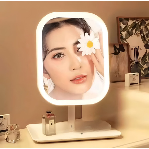 Зеркало для макияжа с подсветкой LED / настольное косметическое зеркало сенсорное с подставкой / органайзер для косметики зеркало
