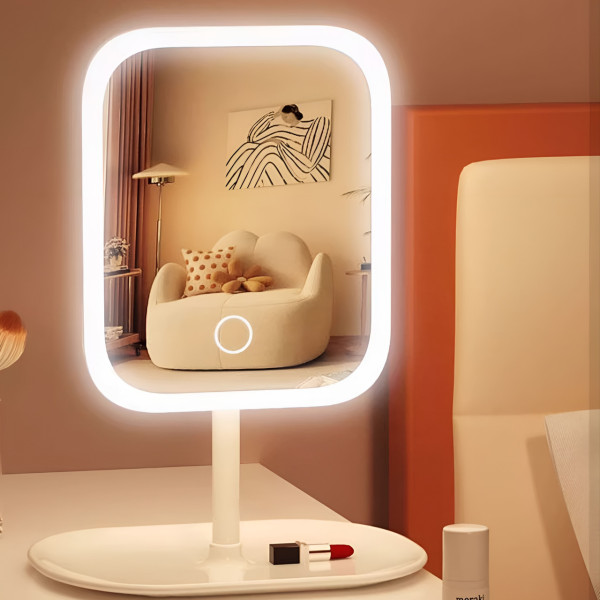 Зеркало для макияжа с подсветкой LED / настольное косметическое зеркало сенсорное с подставкой / органайзер для косметики зеркало