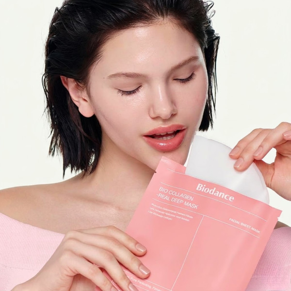 Гидрогелевая маска для лица с коллагеном Biodance Bio-Collagen Real Deep Mask 4 шт увлажняющая восстанавливающая стеклянная кожа