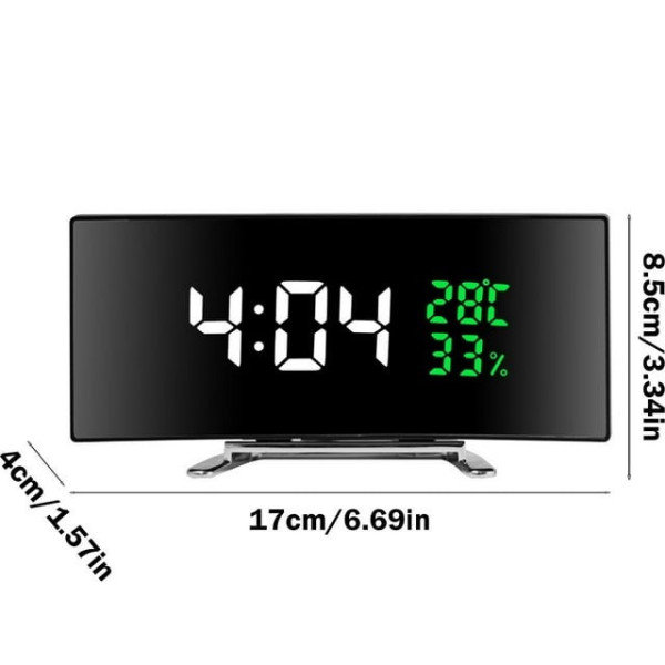 Цифровые настольные часы 6508 RuiJiao LED зеркальные электронные с отображением времени, даты, температуры и влажности для спальни