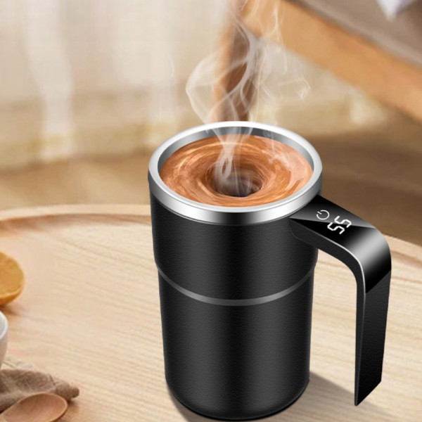 Кружка самопомешивающаяся JB-01 с LCD термометром и зарядкой Self Stirring Mug 380 мл чашка мешалка
