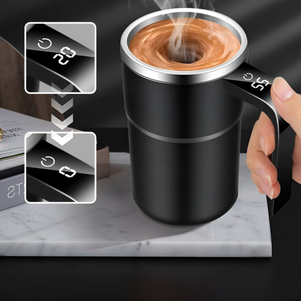 Кружка самопомешивающаяся JB-01 с LCD термометром и зарядкой Self Stirring Mug 380 мл чашка мешалка