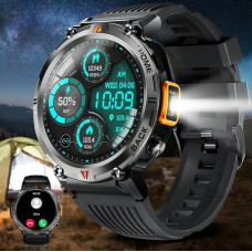 Смарт часы S100 мужского стиля LIGE ударопрочный outdoor smartwatch с фонариком, Bluetooth звонками, пульсометром