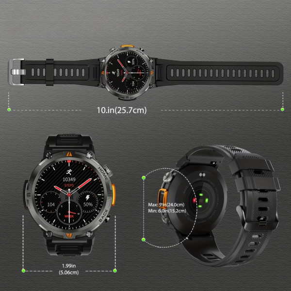 Смарт часы S100 мужского стиля LIGE ударопрочный outdoor smartwatch с фонариком, Bluetooth звонками, пульсометром
