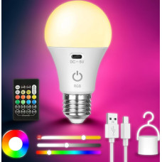 Лампа аккумуляторная E27 A65 , LED лампочка RGB, аварийная лампа с пультом, беспроводная лампа, лампа с аккумулятором и USB