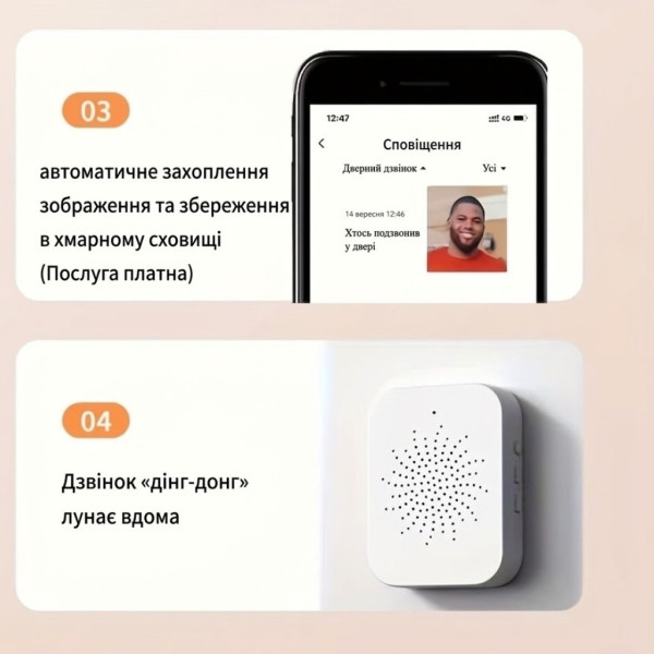 Видеозвонок беспроводной H51 WiFi, умный дверной звонок с камерой, видеозвонок с двусторонней связью, ночное видение