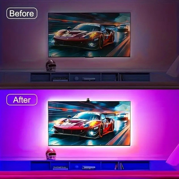 Умная LED подсветка для телевизора RGBIC 4.2 м, смарт подсветка TV, светодиодная лента для ТВ с синхронизацией экрана