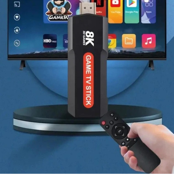 Игровая приставка X9 8K 64GB 30000 игр Android TV Game Stick, ретро консоль HDMI с 2 беспроводными джойстиками
