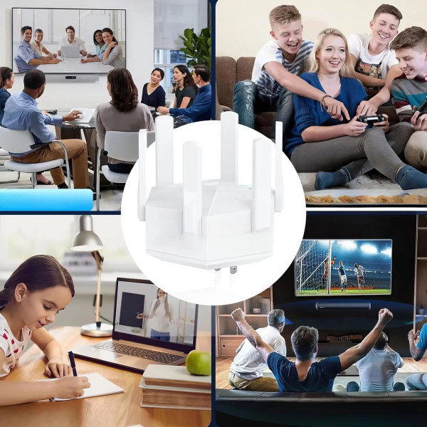 Wi-Fi усилитель сигнала WR56T, репитер с 6 антеннами, до 300 Мбит/сек, LAN порт белый