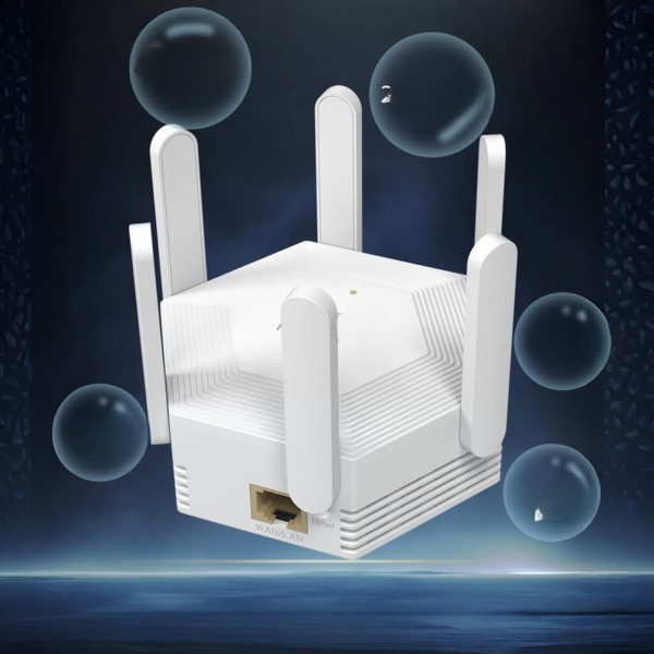 Wi-Fi усилитель сигнала WR56T, репитер с 6 антеннами, до 300 Мбит/сек, LAN порт белый