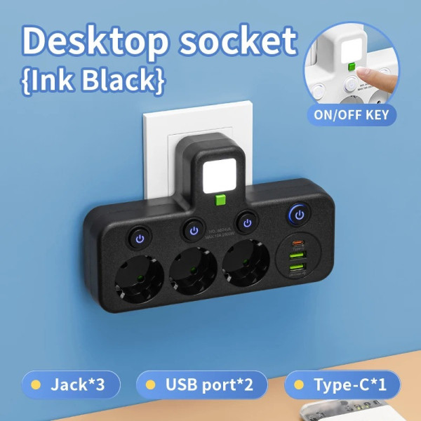 Электрический удлинитель AND 5378 с 3 розетками и USB, для бытовых приборов и гаджетов