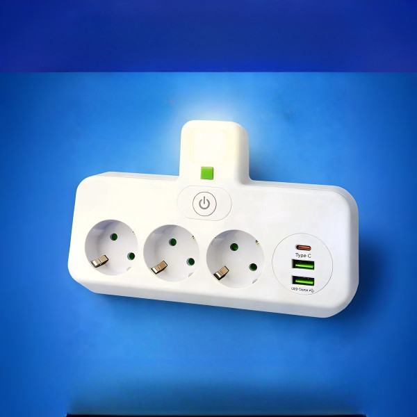 Электрический удлинитель AND 5378 с 3 розетками и USB, для бытовых приборов и гаджетов