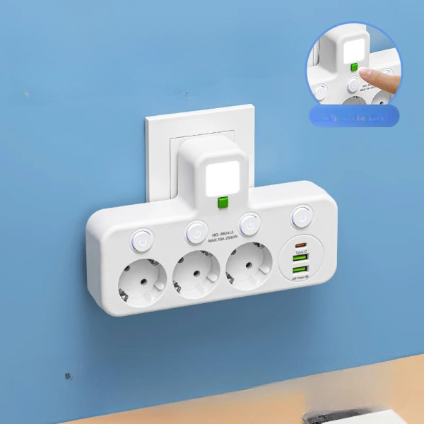 Электрический удлинитель AND 5378 с 3 розетками и USB, для бытовых приборов и гаджетов