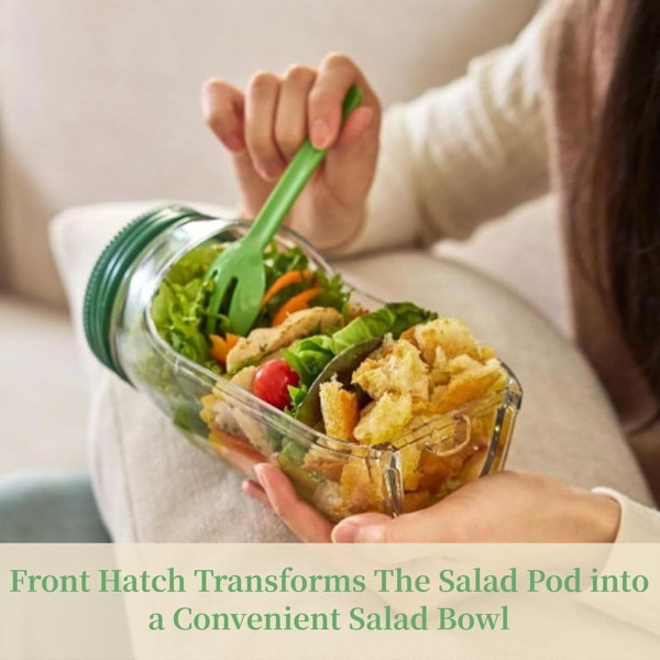 Контейнер для салата Salad Pad AND1662, портативный салатник с боковым отверстием, 300 мл, встроенная миска для заправки