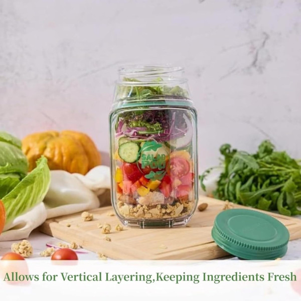 Контейнер для салата Salad Pad AND1662, портативный салатник с боковым отверстием, 300 мл, встроенная миска для заправки