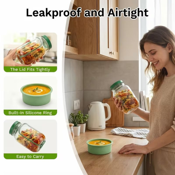 Контейнер для салата Salad Pad AND1662, портативный салатник с боковым отверстием, 300 мл, встроенная миска для заправки