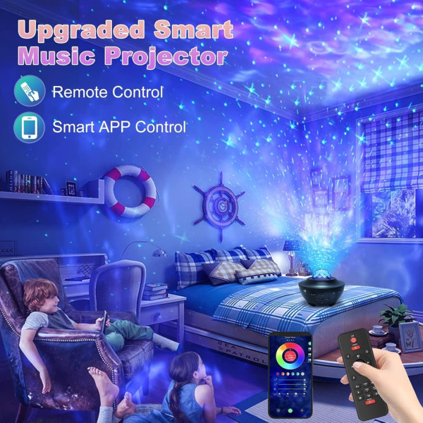Ночник проектор звездного неба AND 991, galaxy projector, LED светильник с эффектом космоса и океана, ночник с Bluetooth колонкой