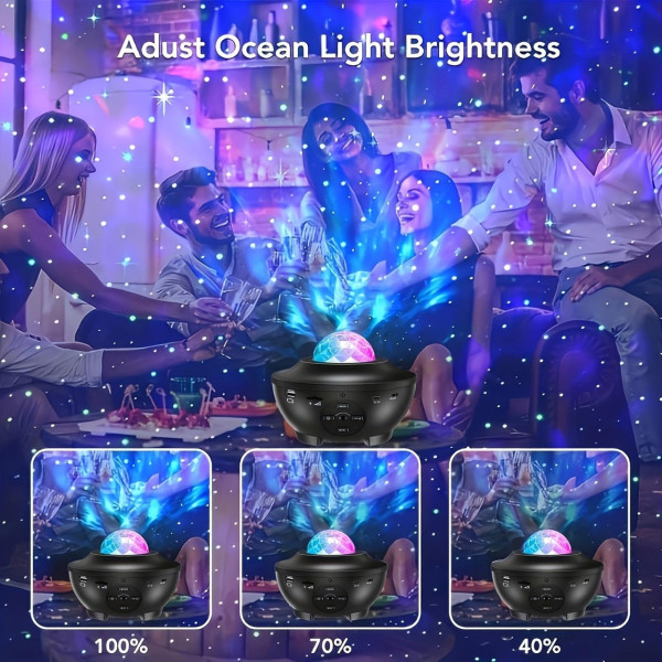 Ночник проектор звездного неба AND 991, galaxy projector, LED светильник с эффектом космоса и океана, ночник с Bluetooth колонкой