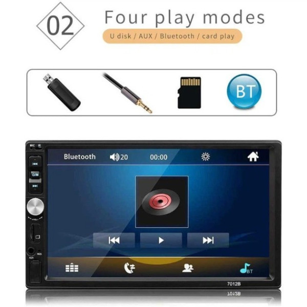 Автомагнитола 2DIN 7" CAR MP5 PLAYER 7012B, мультимедийная магнитола с сенсорным экраном, Bluetooth, USB, AUX, FM, видеоплеер
