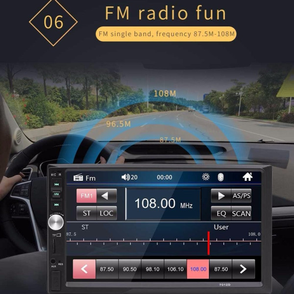 Автомагнитола 2DIN 7" CAR MP5 PLAYER 7012B, мультимедийная магнитола с сенсорным экраном, Bluetooth, USB, AUX, FM, видеоплеер