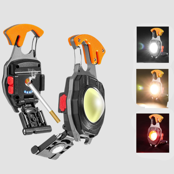 Мини фонарик брелок W5147, портативный LED фонарь с карабином и магнитом, карманный светодиодный фонарик мультитул