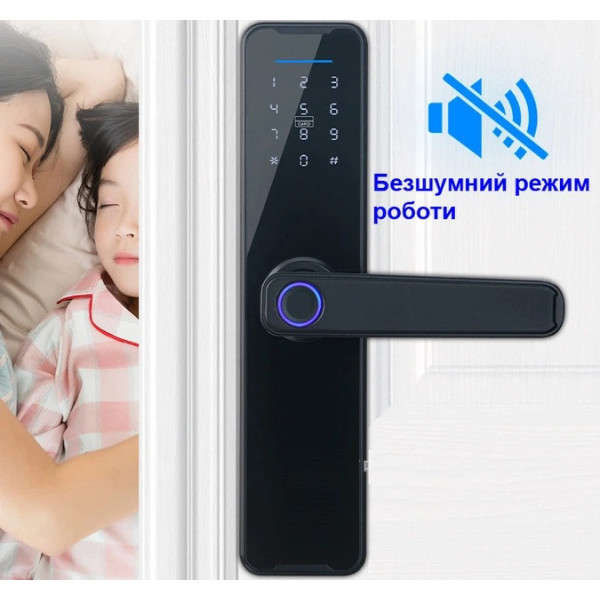 Умная дверная ручка с замком AND 5323 5575, электронный смарт замок с отпечатком пальца, кодом и Bluetooth, дверной замок