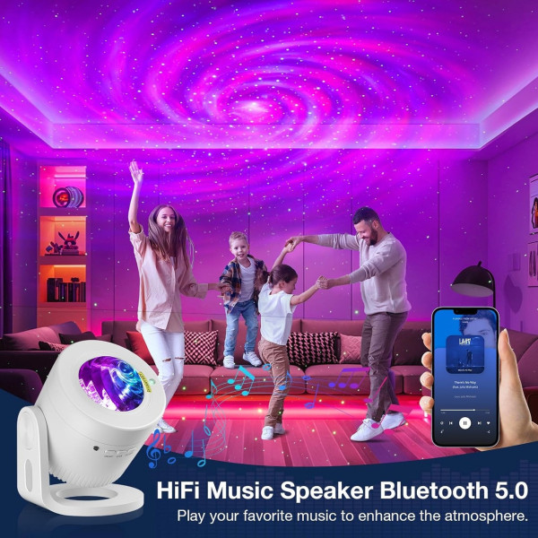 Проектор звездного неба AND LY-1069 Feliigo, ночник проектор галактики с Bluetooth колонкой, светильник с северным сиянием