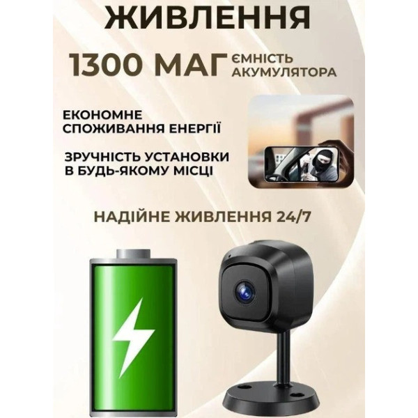 Мини камера Wi-Fi AM100 AND 672, 5 Мп беспроводная камера видеонаблюдения, аккумуляторная мини IP камера, компактная камера