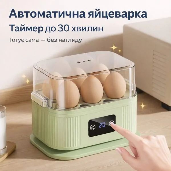 Яйцеварка электрическая автоматическая на 6 яиц 200 Вт, электрическая яйцеварка для кухни, кухонный прибор для варки яиц