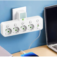 Сетевой фильтр на 4 розетки с USB и Type-C, удлинитель четверник с подсветкой, сетевой переходник с выключателем