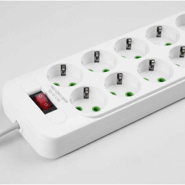 Сетевой фильтр удлинитель, удлинитель с USB и Type-C, розетка на 10 гнезд, зарядная станция, переноска электрическая D10 5 м белый