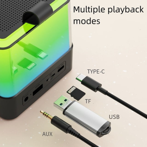Портативная Bluetooth колонка караоке K18 с микрофонами с RGB подсветкой, колонка speaker с FM USB TF AUX 2 микрофона
