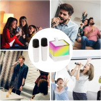 Портативная Bluetooth колонка караоке K18 с микрофонами с RGB подсветкой, колонка speaker с FM USB TF AUX 2 микрофона