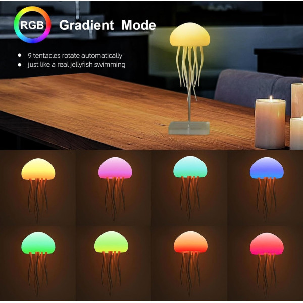 RGB лампа ночник медуза, декоративный светильник с эффектом воды, настольная LED лампа с подсветкой, ночник с движением