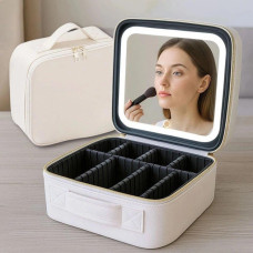Дорожная косметичка  бьюти кейс Make Up с LED зеркалом, тканевая косметичка чемоданчик с подсветкой, органайзер для косметики