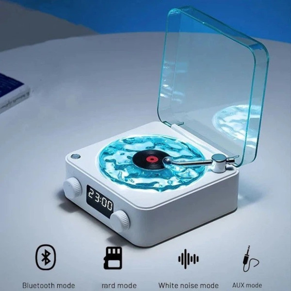 Ночник Vinyl Waves Player ретро-проигрыватель, ночник с эффектом морских волн, LED ночная лампа с Bluetooth колонкой, ретро ночник