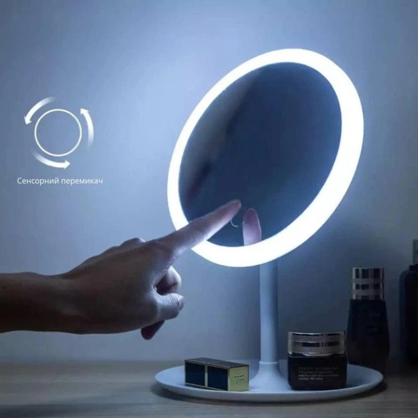 Портативное LED зеркало для макияжа AMIRO, настольное косметическое зеркало с подсветкой, сенсорное зеркало с регулировкой у