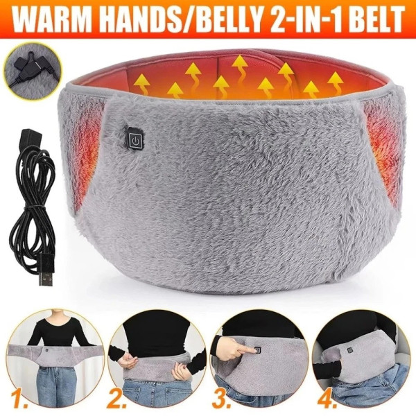 Грелка для талии и рук Warm Stomach USB, электрический нагревательный пояс с графеновым подогревом 3 режима температуры, пояс-грел